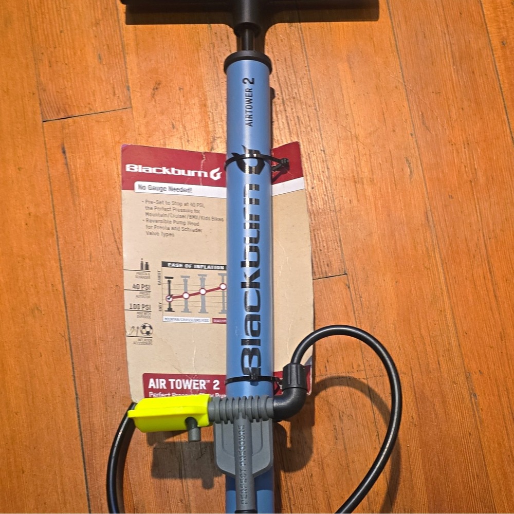 Blackburn Air Tower 2 Manual Floor/Track Pump Blue/Black Presta/Schrader 100 PSI
